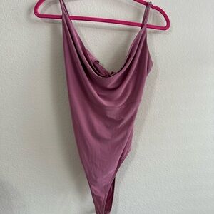 Lily Star Dusty Mauve cow neck open back bow tie Bodysuit size woman’s large